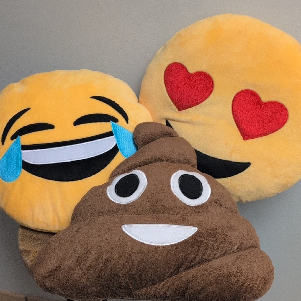 Emoji Plush Pillow Set - Yellow and Brown